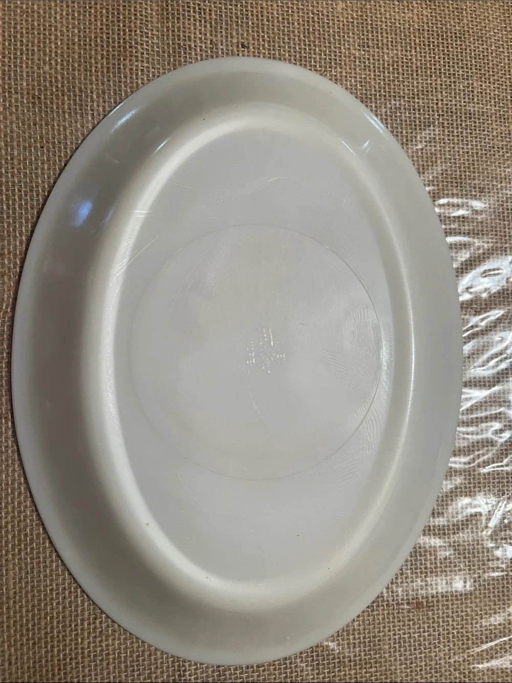 Fire King Oven Ware Oval Platter Swirl Design Edge Ivory Color 12